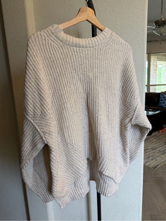 American Eagle Outfitters Sweaters - American Eagle Outfitters Cream Ribbed Crewneck Sweater L